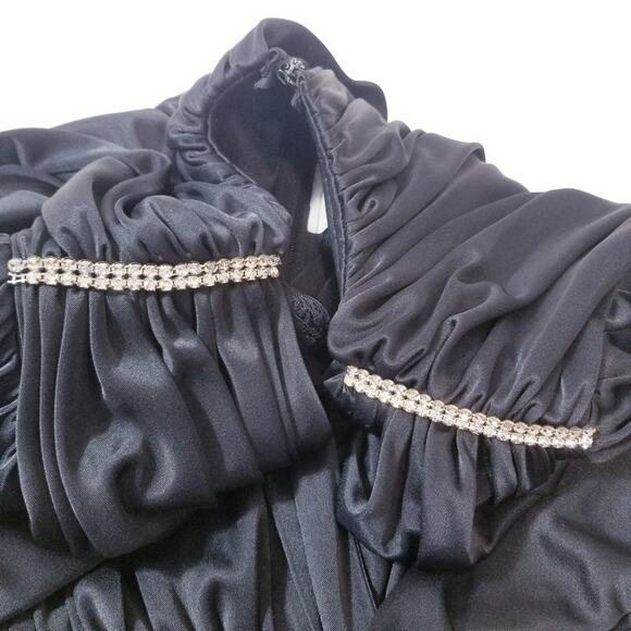 Vintage Susan Roselli for Vijack Black Satin Rhinestones Party Cocktail Dress - Picture 10 of 15
